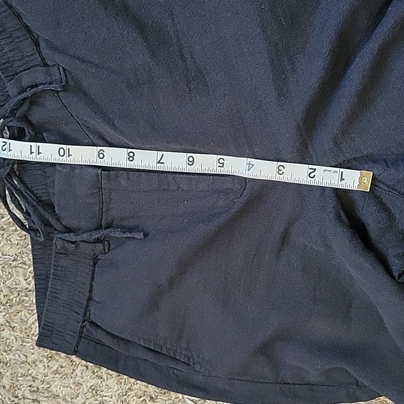 Talbots Easy Drawstring Pant Linen Blend Elastic Pull On Black 10 Costal Resort - Picture 8 of 14